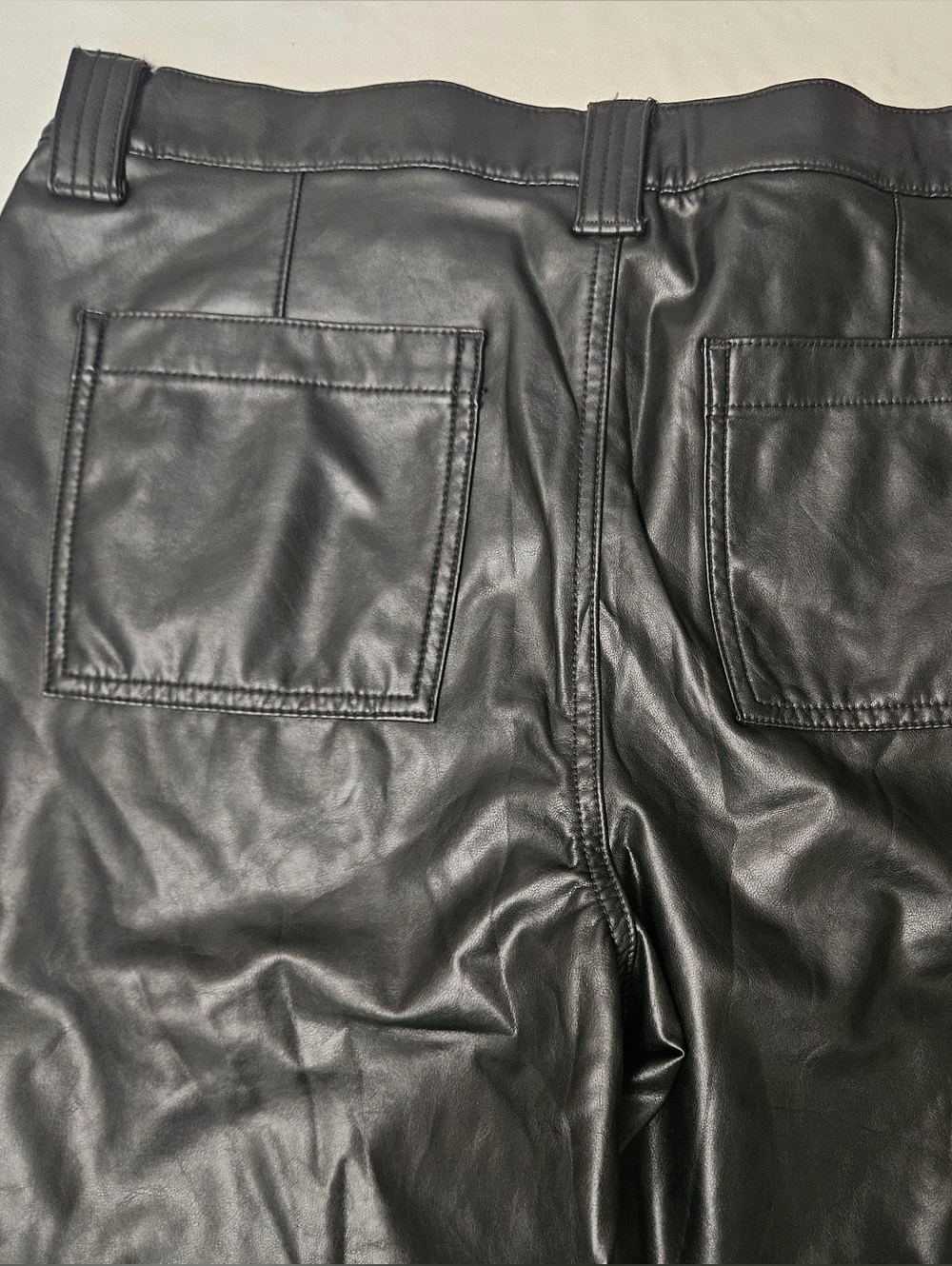 American Eagle PU Cargo Black Pants Biker Grunge GothCore Size 14! - Picture 8 of 8